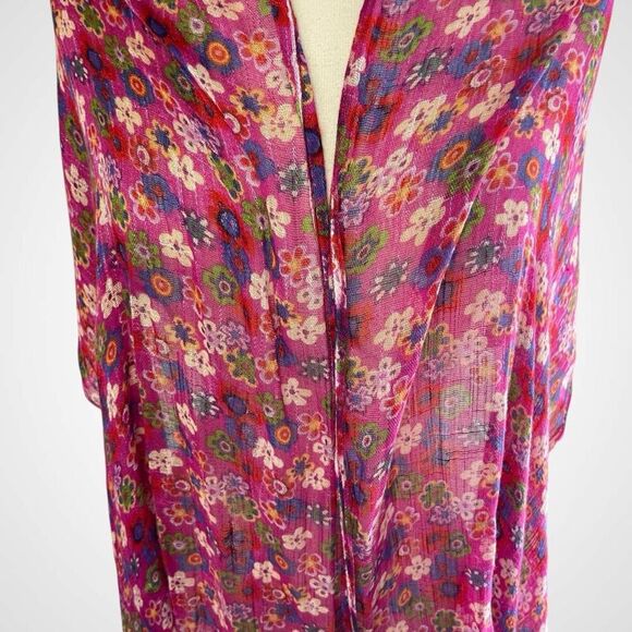 Fuchsia Floral Cottagecore Pashmina - Picture 2 of 4
